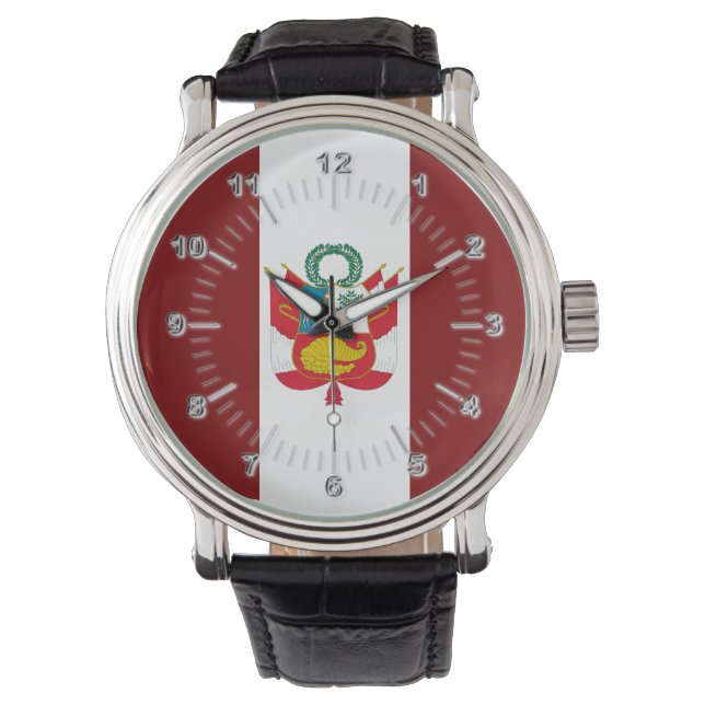 peruanische Wappenflagge Armbanduhr (Vorderseite)