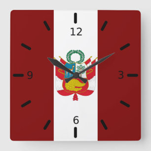 peruanische Wappenflagge Quadratische Wanduhr