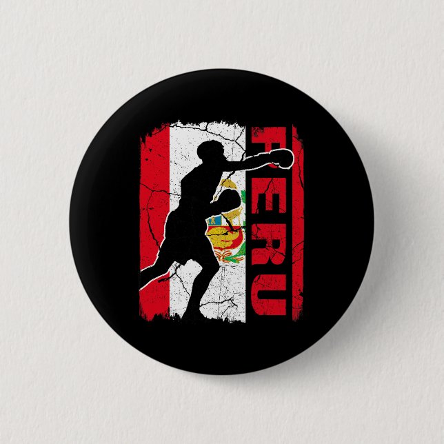 Peruanisches Boxing Team Peru Flag Boxhandschuhe Button (Vorderseite)