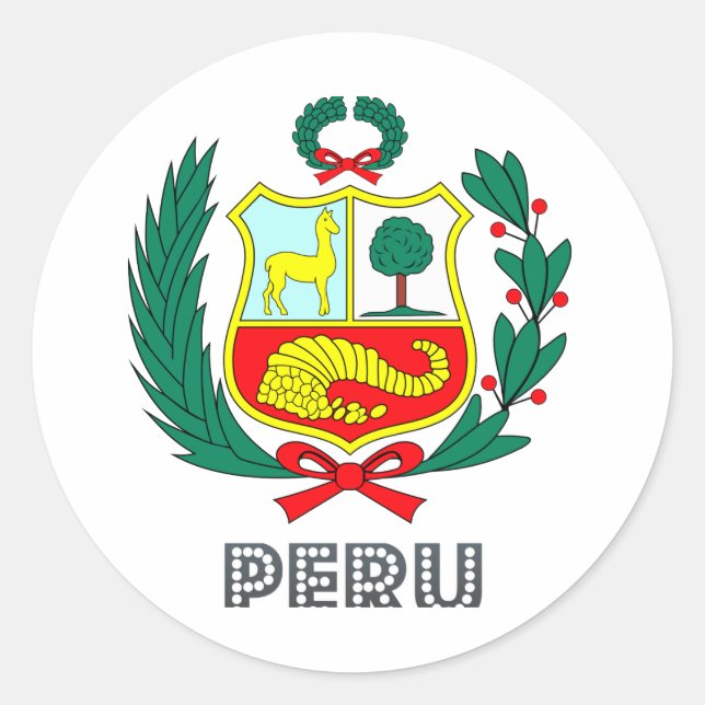 Peruanisches Emblem Runder Aufkleber (Vorderseite)