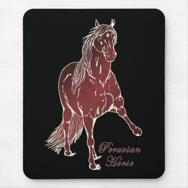 Peruanisches Pferd Woodcut Mousepad (Vorne)