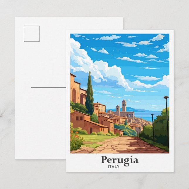 Perugia Italien Kunst, Dichtung und Musik Postkarte (Vorne/Hinten)