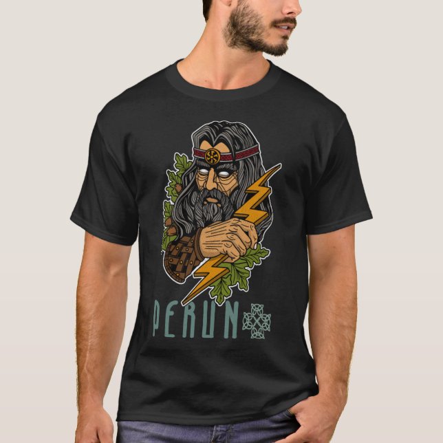 Perun Slavic-Mythen Heidenfürst Sturmwaffe 1 T-Shirt (Vorderseite)