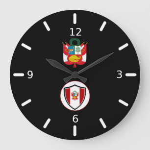 Peruvian flag-emblem large clock große wanduhr