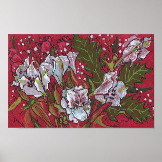 Peruvian Lilies Spring Flowers Poster (Vorne)