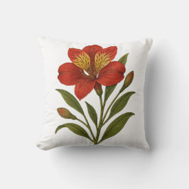 Peruvian Lily Throw Pillow | Vintage Botanical Kissen