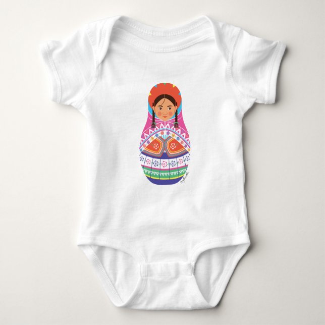 Peruvian Matryoshka Baby Bodysuit Strampler (Vorderseite)