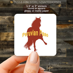 Peruvian Paso Pferde Silhouette Fettschrift Quadratischer Aufkleber