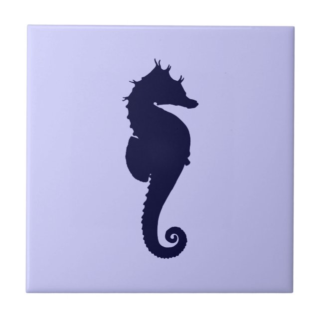 Perwinkle und Dark Blue Sea Horse Fliese (Vorderseite)