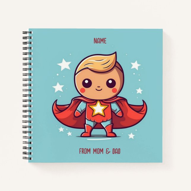PERZONALISIERTES SUPER HERO NOTEBOOK NOTIZBUCH (Vorderseite)