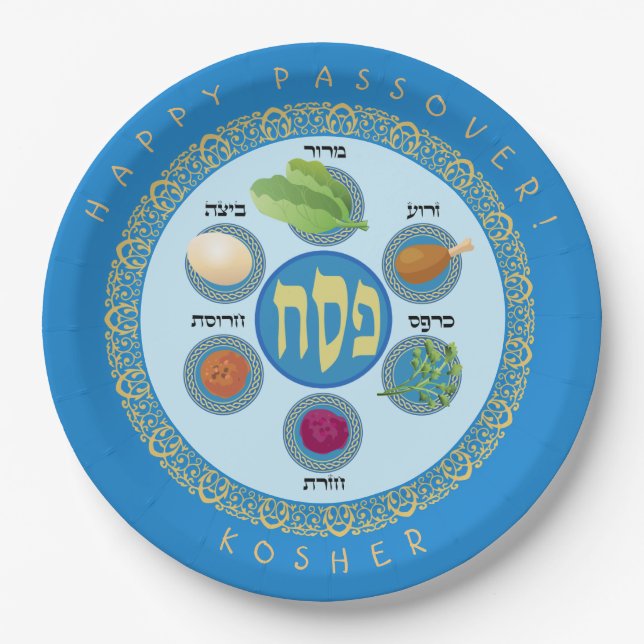 Pesach Seder Kosher sechs verschiedene Pessach-Leb Pappteller (Vorderseite)