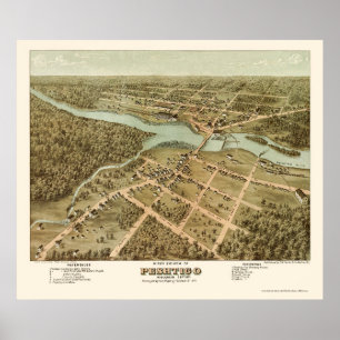 Peshtigo, WI Panorama Karte - 1871 Poster
