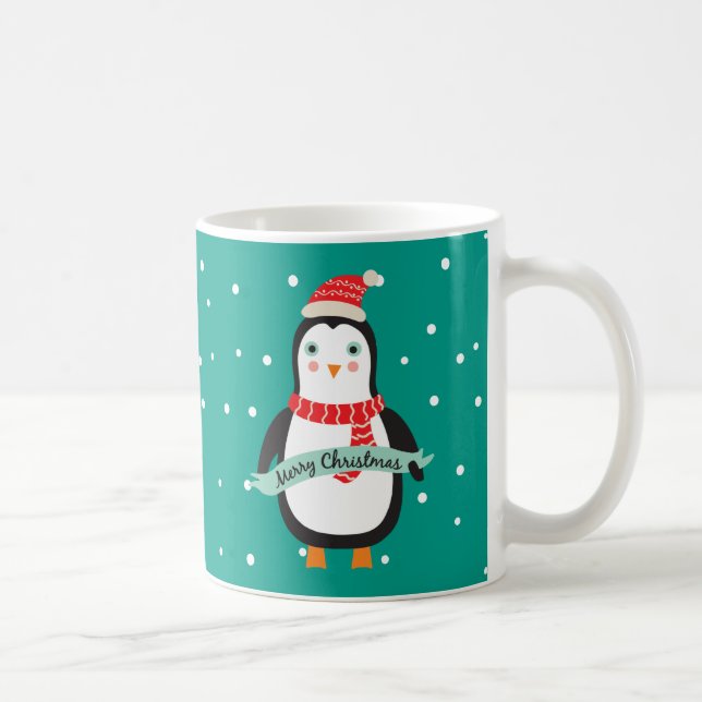 Pesonalisierter Niedlicher Weihnachtspenguin Kaffeetasse (Rechts)