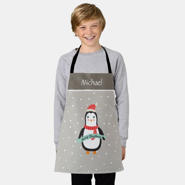 Pesonalisierter Niedlicher Weihnachtspenguin Schürze (Getragen)
