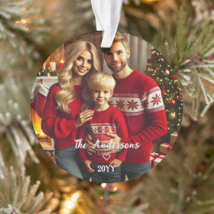 Pesonatisches Foto + Rote Poinsettia Weihnachten Ornament
