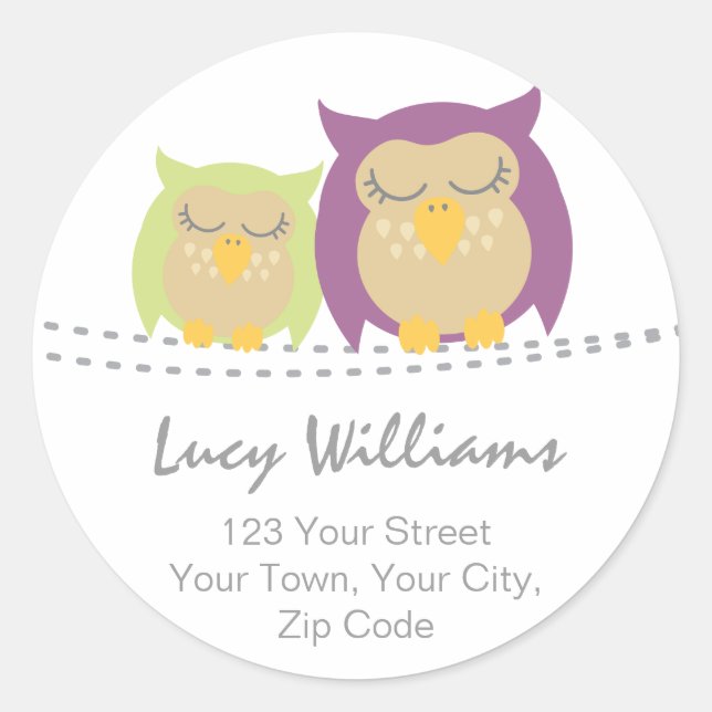Pesrsonalized Owl Address Stickers (Vorderseite)