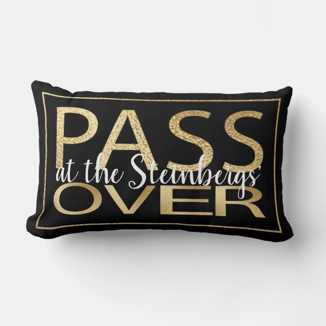 Pessach 13 x 21 Pillow Passover Classic Gold Lendenkissen (Vorderseite)