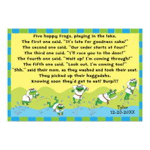 Pessach 5 Hoppy Frogs Poster 20 x 24 Matte Finish