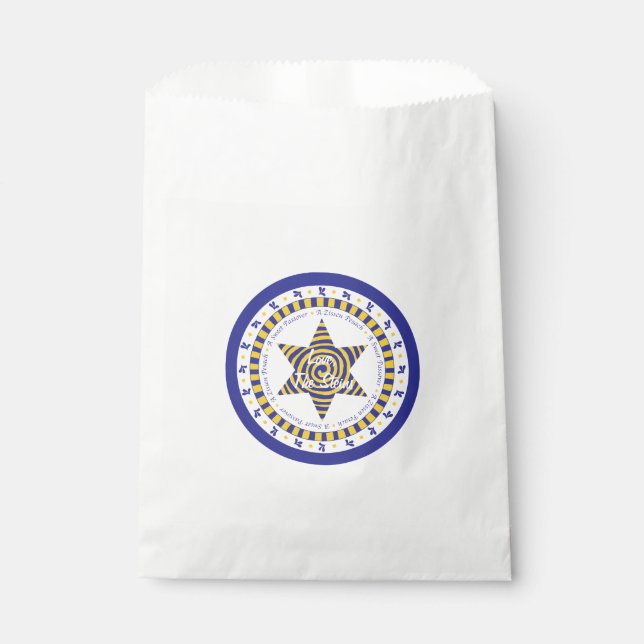 Pessach "Blue Gold Star" Goodie Favor Bag Geschenktütchen (Vorderseite)