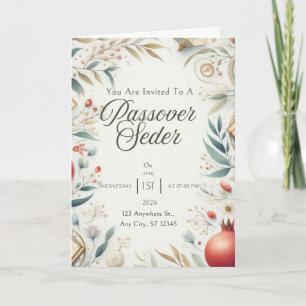 Pessach-Einladungskarte Florale Grüntöne Pastell Karte