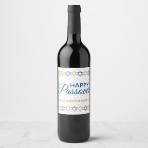 Pessach Elegant Blue und Gold Star von David Weinetikett