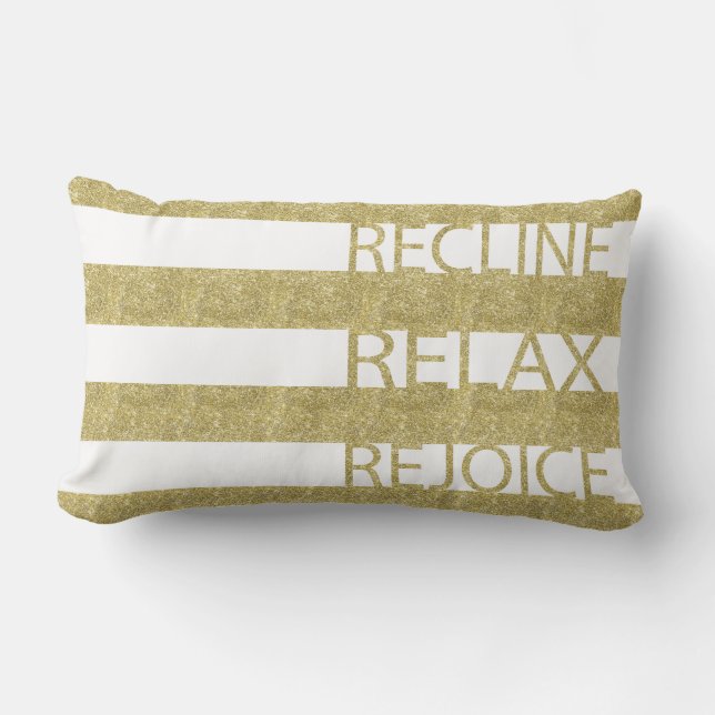 Pessach Gold Kissen "Recline, Relax, Freude" (Vorderseite)