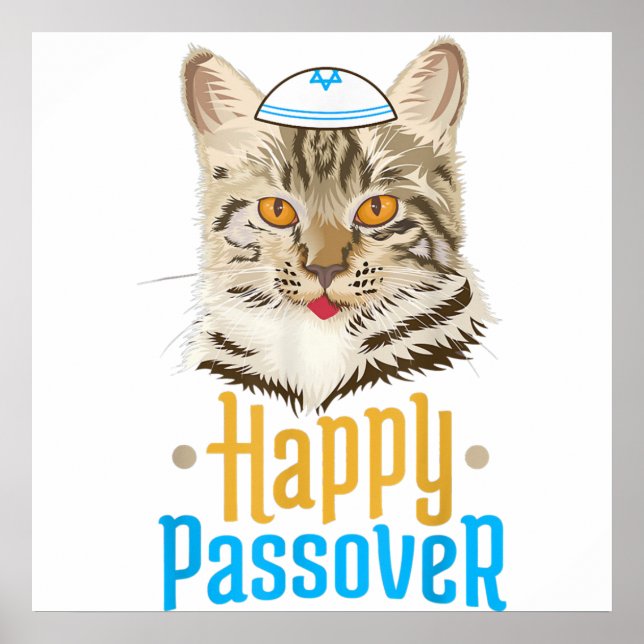 Pessach Happy Pessach Cat Funny Seder Juden Poster (Vorne)