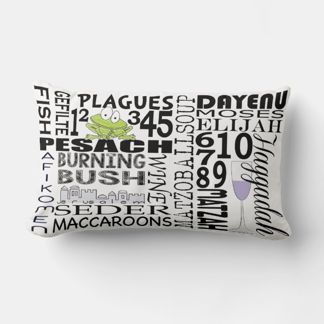Pessach Lumbar Kissen "Dayenu & more.." (Vorderseite)
