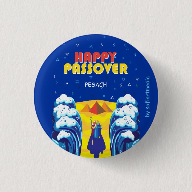 Pessach Moses & Israelites' Exodus Pop Art Paint Button (Vorderseite)
