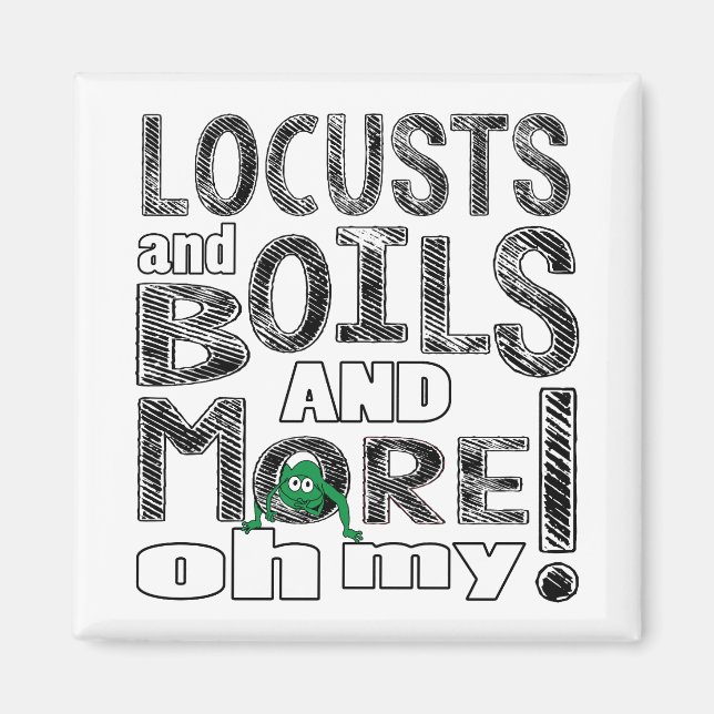 Pessach-Platz-Magnet "Locusts & Boils & More.." Magnet (Vorne)