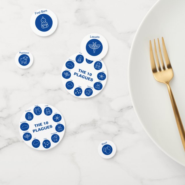 Pessach Seder 10 Pest blau und weiß Konfetti (Gruppe)