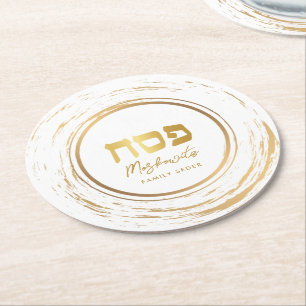 Pessach Seder Elegante Moderner Goldschash Runder Pappuntersetzer