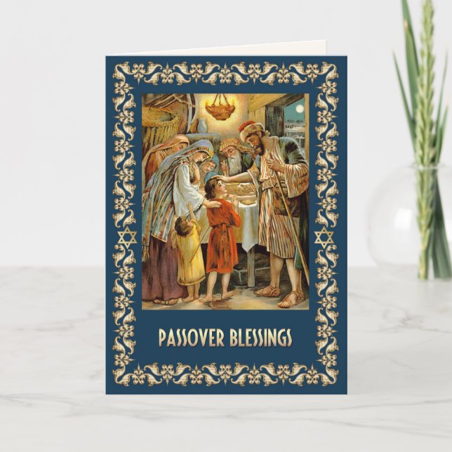 Pessach-Segnungen. Judaika Fine Art Card Karte (Vorderseite)