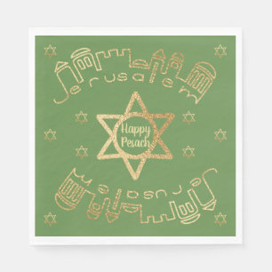 Pessach Standard Napkins Muster "Gold Jerusalem" Serviette