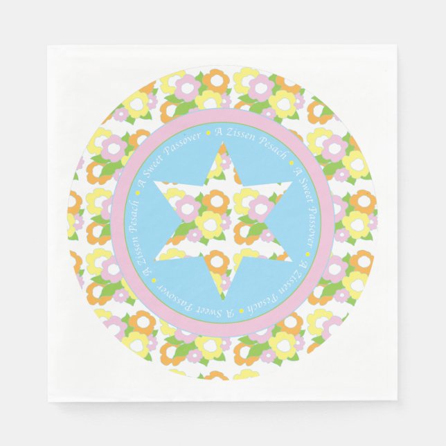 Pessach Standard Napkins "Pastel Blume" Design Serviette (Vorderseite)