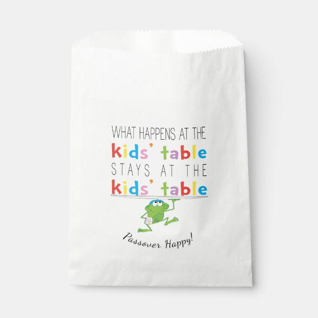 Pessach "The Kids'Table" Goodie Gefallen Tasche Geschenktütchen (Vorderseite)