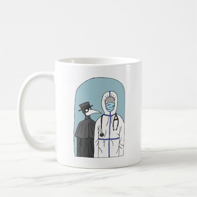 Pest Arzt mit COVID Arzt Funny individuelle Name Kaffeetasse (Links)