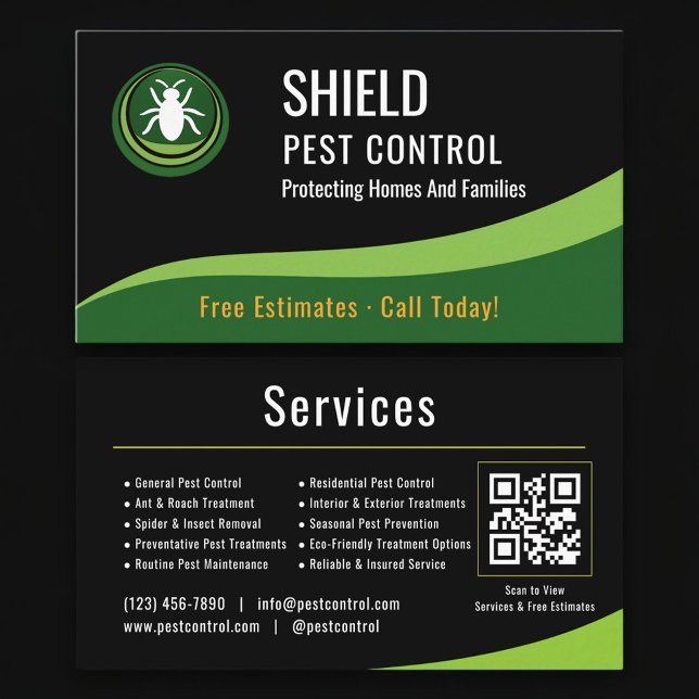 Pest Control Service QR Code Professional Visitenkarte (Von Creator hochgeladen)