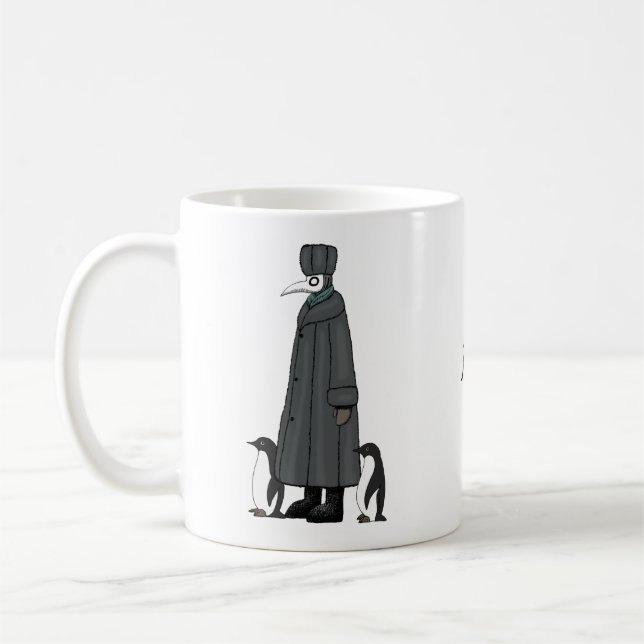 Pest Doktor mit Pinguinen lustigen individuelle Na Kaffeetasse (Links)