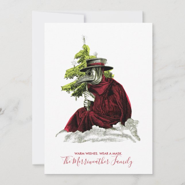 Pest Doktor Santa. Baby Es ist bekleidet draußen Karte (Vorderseite)