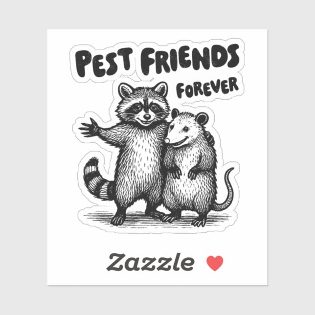 Pest Friends Forever Black Print Aufkleber (Blatt)