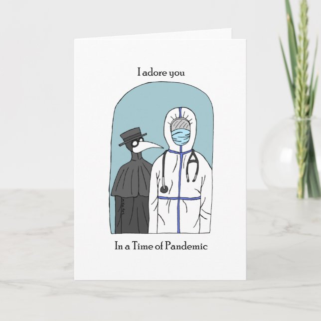Pestarzt mit COVID Arzt Funny I Liebe Sie Karte (Vorderseite)
