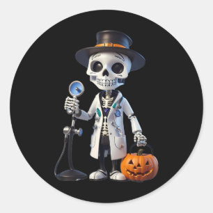 Pestarzt Skeleton Doctor Halloween Paramedian Runder Aufkleber