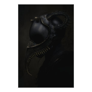 Pestdoktor-Maske Obsidian-Hörner Horror Fotodruck