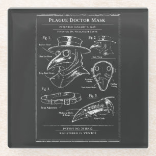 Pestdoktor-Masken-Blueprint Glasuntersetzer