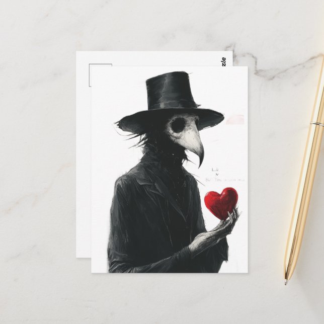 Pestdoktor mit einem Herzen Postkarte (Vorderseite/Rückseite Beispiel)