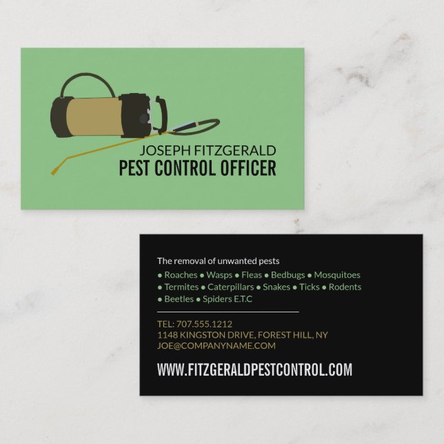 Pestkontrollpumpe, Kontrolle des Schädlings Visitenkarte (Vorne/Hinten)