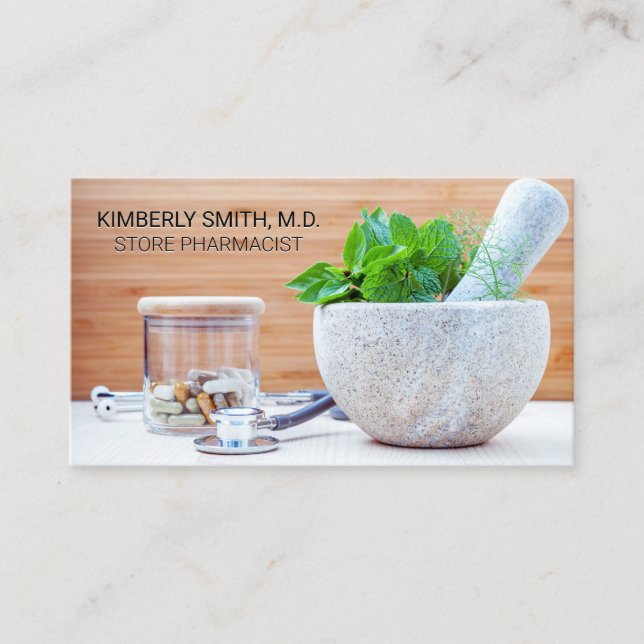 Pestle und Mortar | Medizin Visitenkarte (Vorderseite)