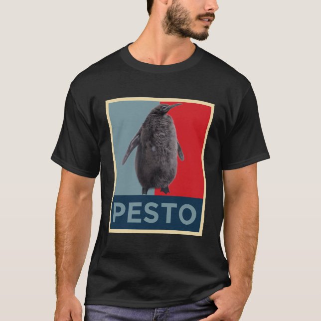 Pesto Penguin: Hope Poster Style Design T-Shirt (Vorderseite)
