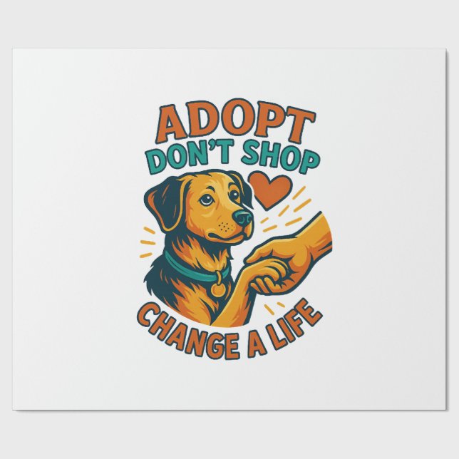 Pet Adopt Liebens T-Shirt Geschenkpapier (Flach)